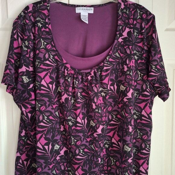 Sag Harbor Purple Round Neck Blouse Size 3X - Picture 4 of 4